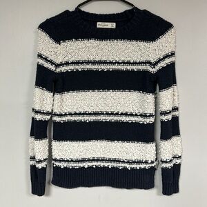 Abercrombie kids navy blue/white  soft striped long sleeve, crew sweater, 11/12